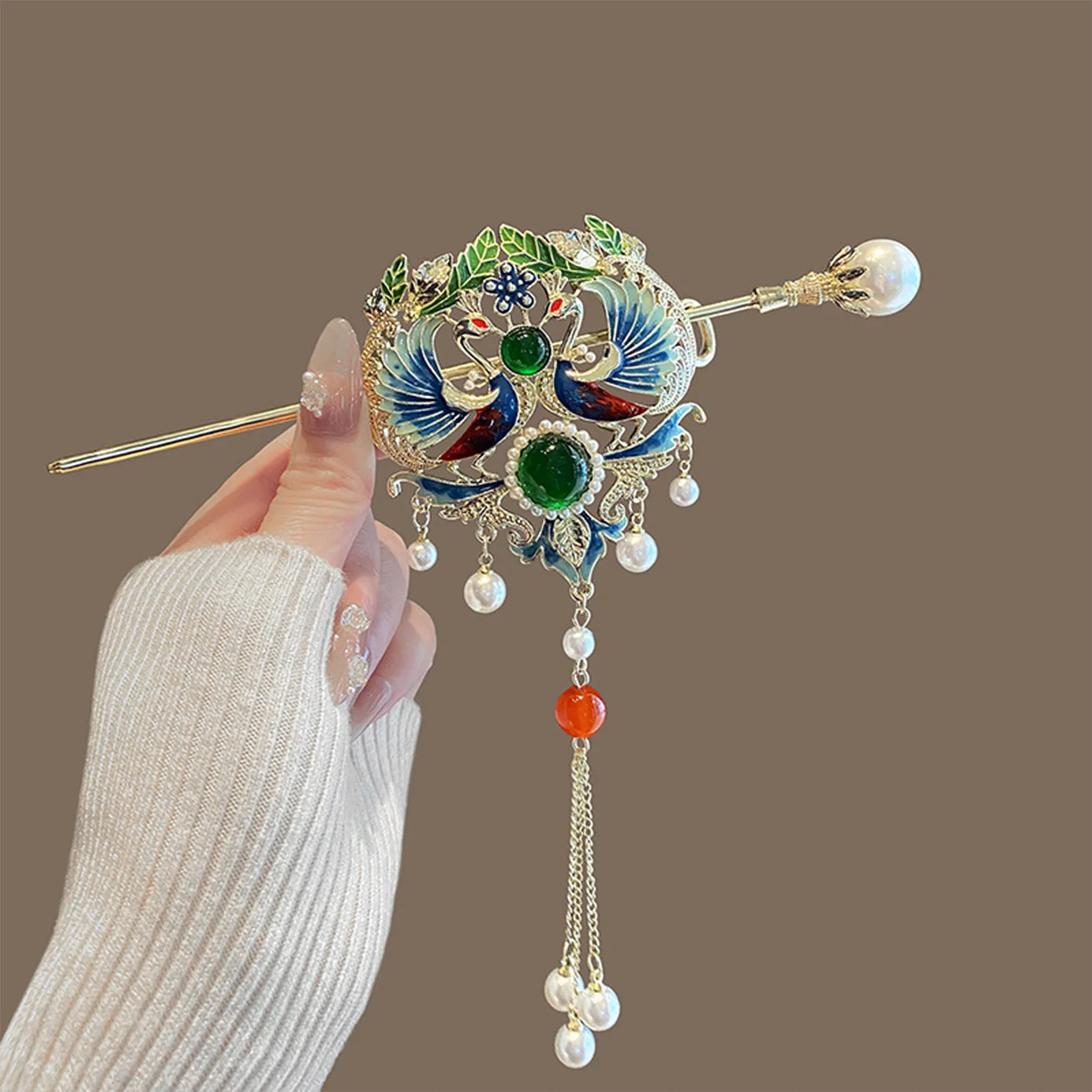 New Chinese Style Phoenix Hairpin with Tassels for Women Hanfu Hair Accessories Wedding Bun Hair Sticks New Style Hair Clips