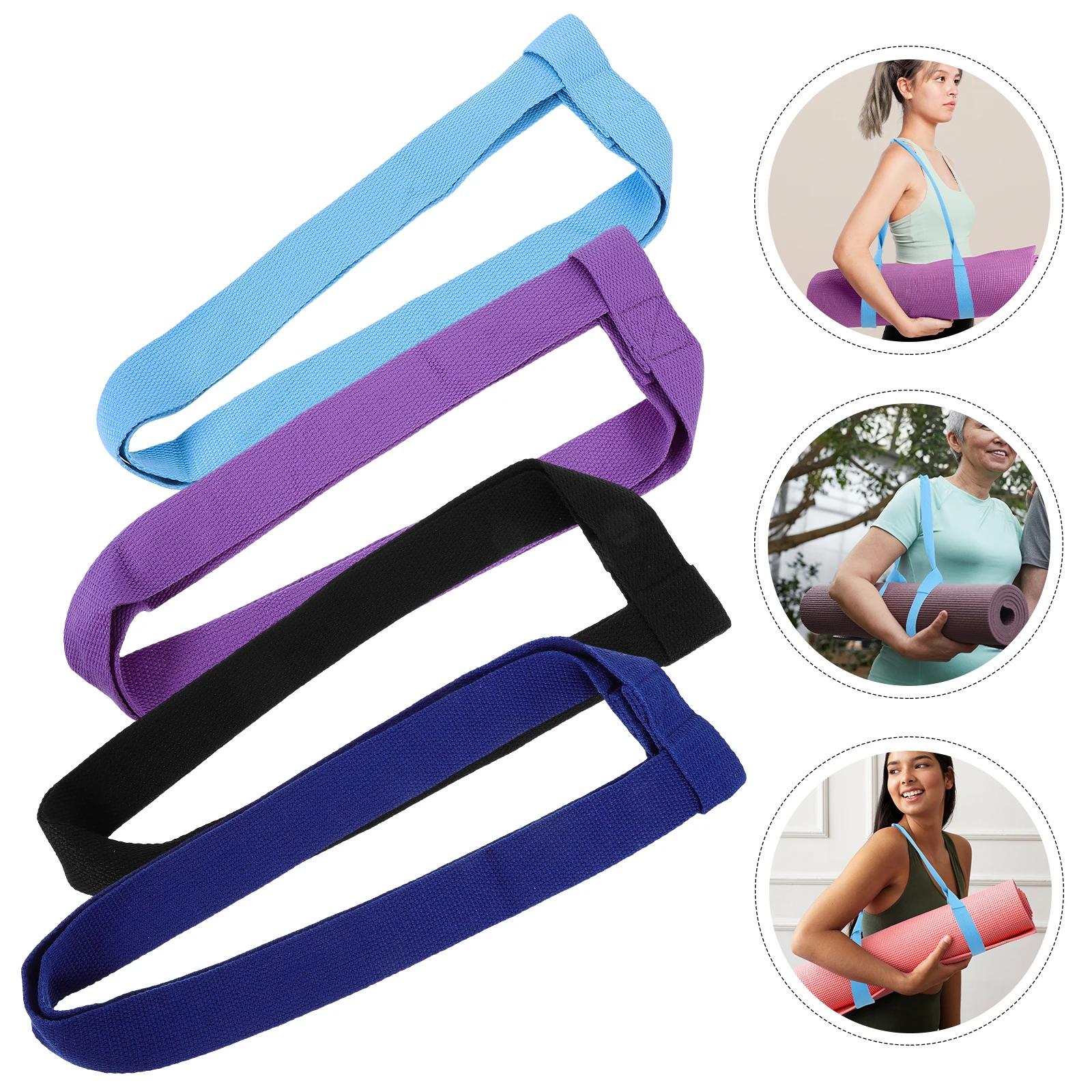 

4pcs Yoga Mat Strap Durable Polyester Cotton Multi-Function Resistance Band Exercise Yoga Roller Carrier Gym Home Foldable