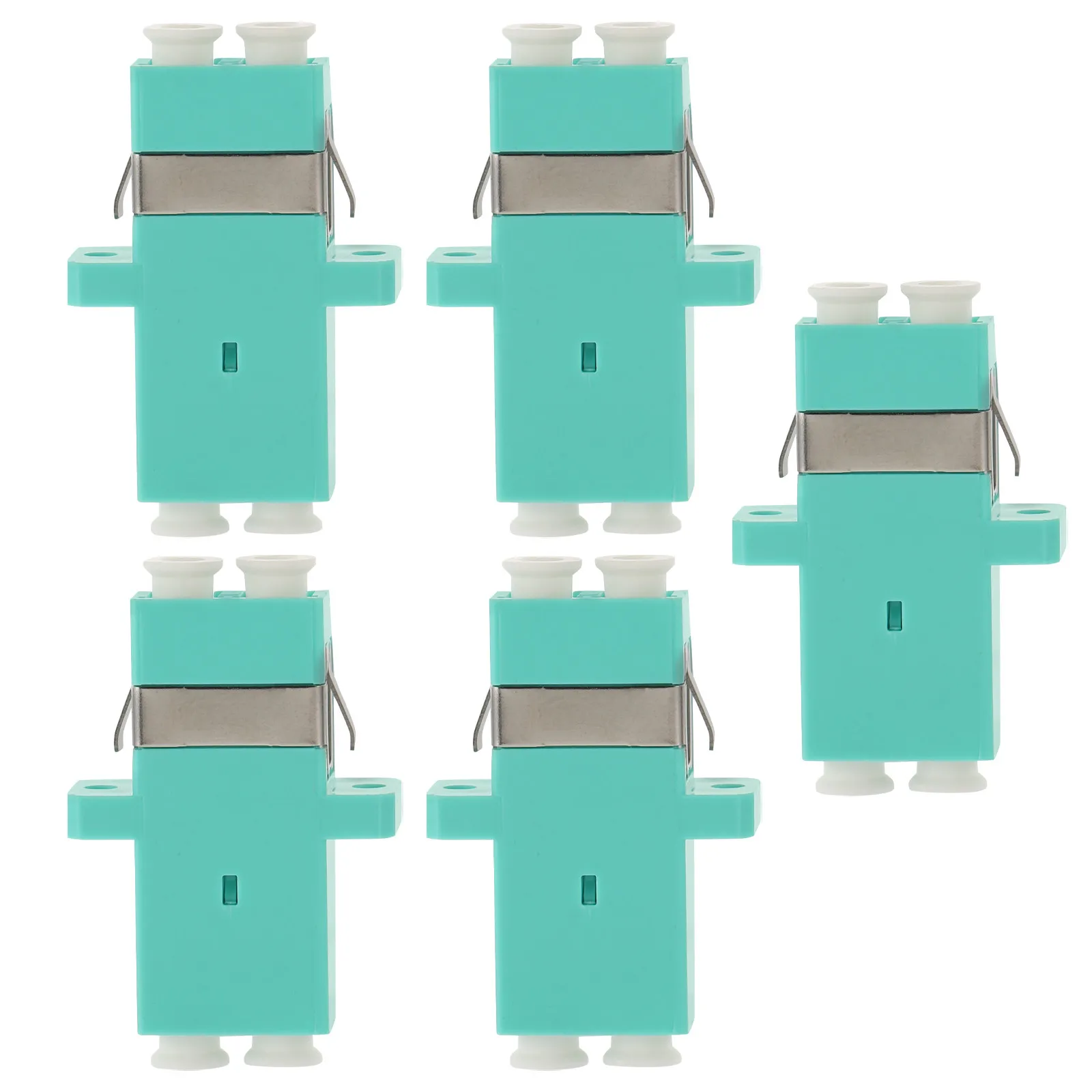 5Pcs Lc Female to Lc Female Fiber Optic Duplex Adapter Coupler Compatible Om4 Multimode 40GB Connector