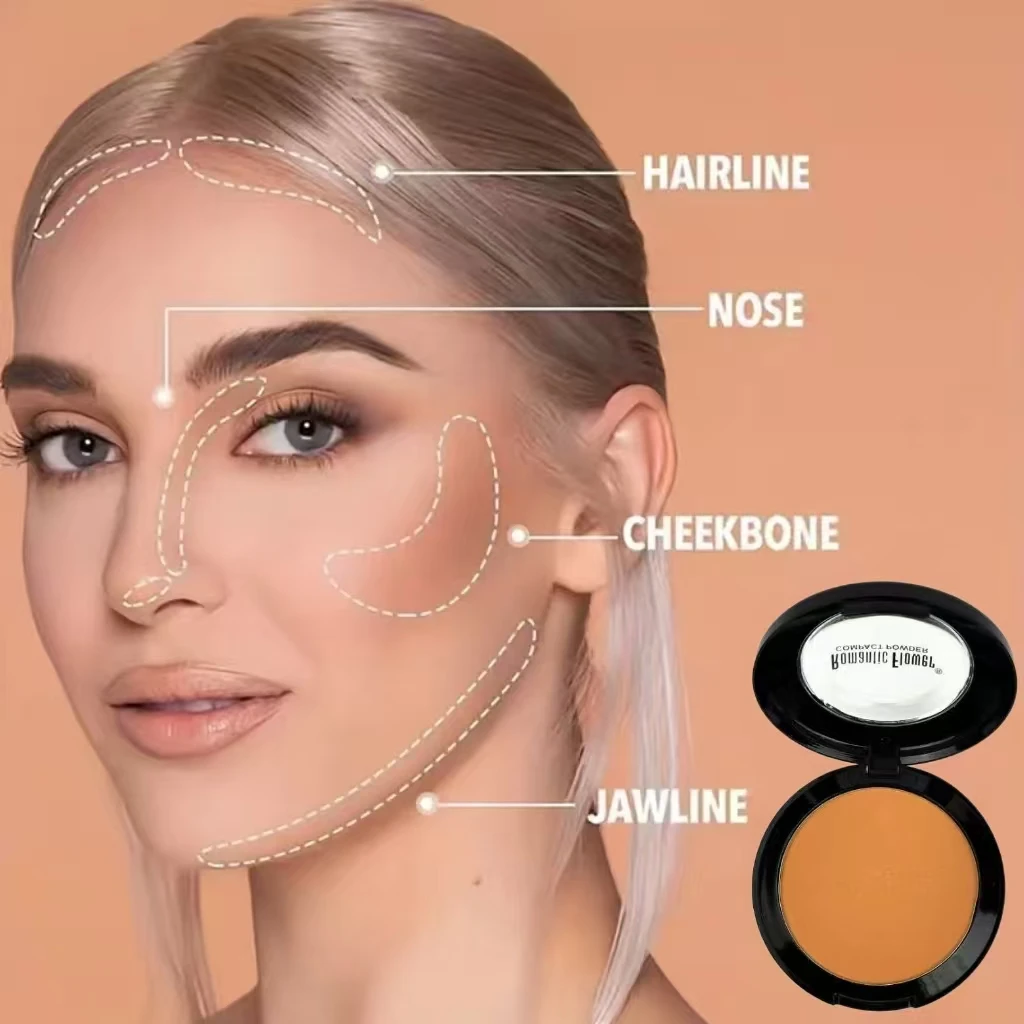 ダークコンパクトパウダー、マット、ウォータープルーフ、ダークコンシーラー、フェイスメイク用の輪郭形成ファンデーション。