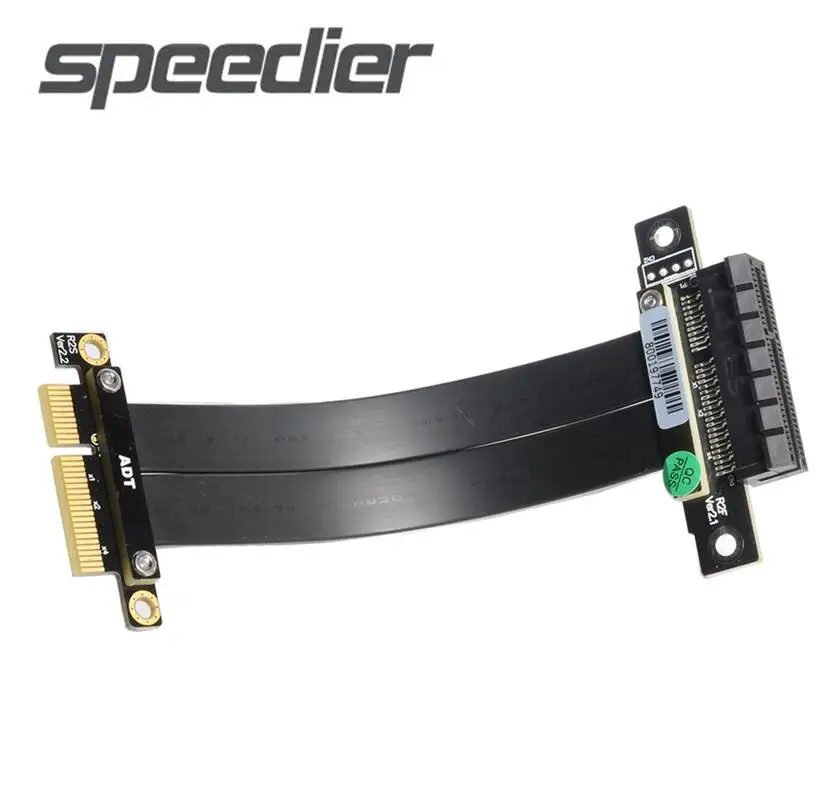 ADT PCI-E X4 Riser Cable 180 Degree Flat Mount PCIe 3.0 x4 to x4 Flexible Extension Cable PCI Express 4X GPU Card Ribbon Adapter