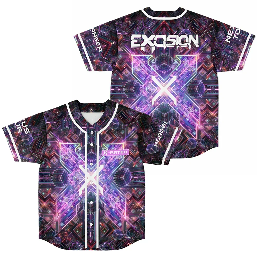 

Excision TOUR Merch Бейсбольная майка Harajuku Бейсбольная форма с тонкими пуговицами Бейсбольная майка Fro EDM