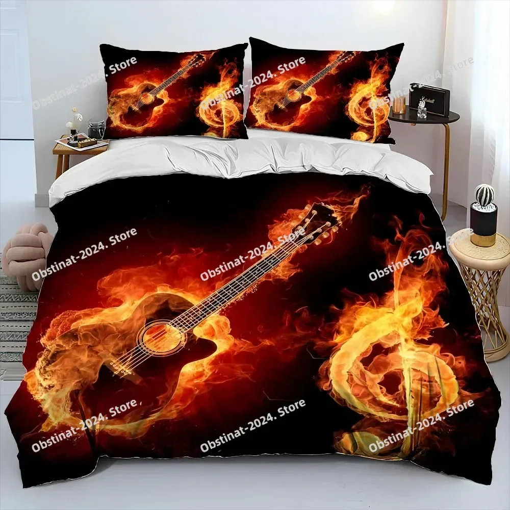 3D Classical Guitar Electric Guitar Bedding Set Duvet Cover Full Queen King Size Pillowcase Print Aldult Kid Bedroom Single Twin
