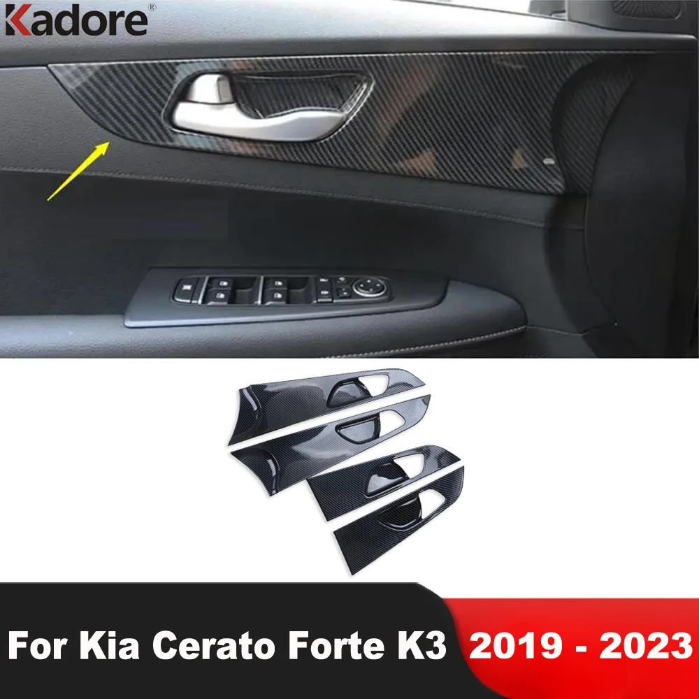 

For Kia Cerato Forte K3 2019 2020 2021 2022 2023 Carbon Fiber Car Inside Inner Door Handle Bowl Cover Trim Interior Accessories
