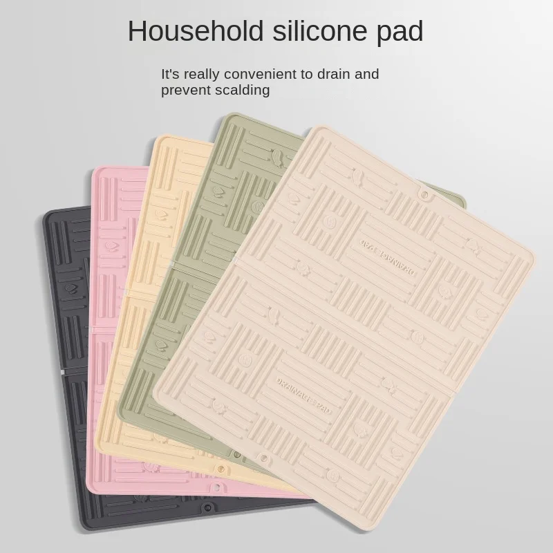 Silicone Drain Pad Anti-scalding Heat Insulation Pad Kitchen Countertop Protection Pad Drain Anti-slip Large Pot Pad Coaster