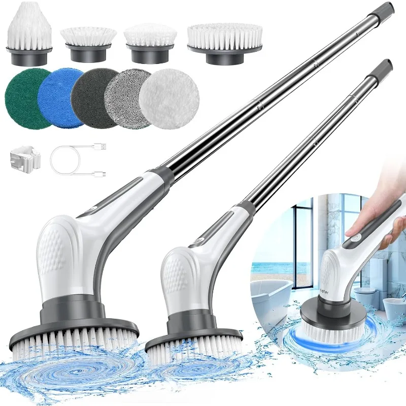 

Spin Scrubber, 10 in 1 Airpher Cordless Cleaning Brush IPX8 with 9 Replaceable Brush Heads and 4 Tier Removable Handle,