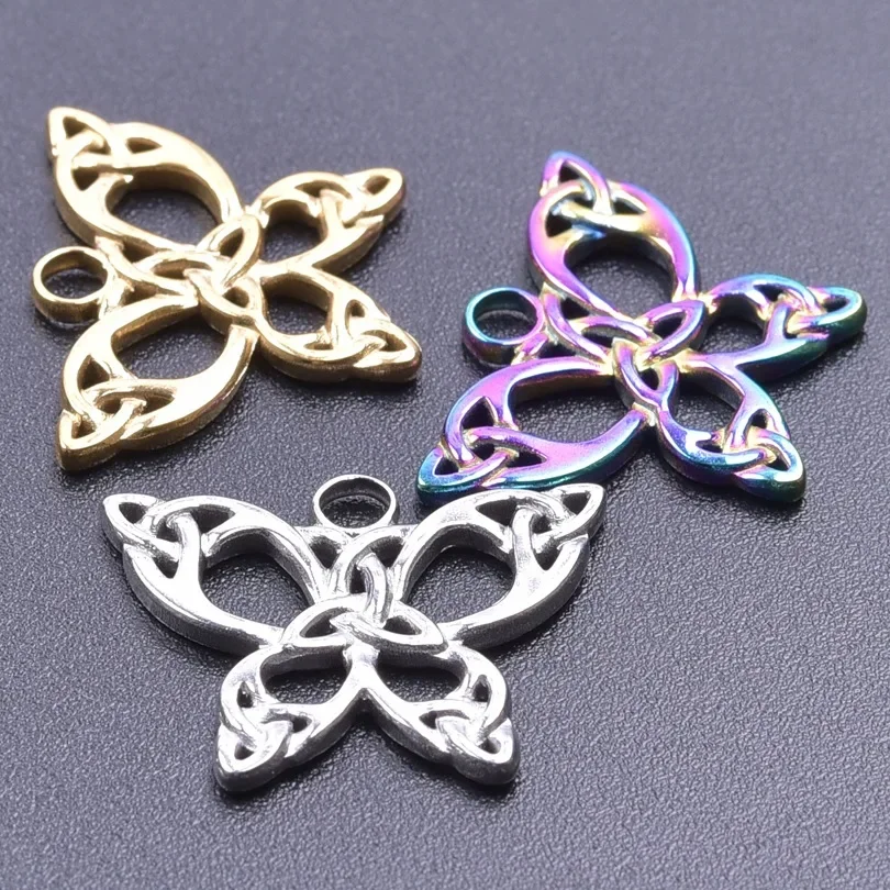 

WZNB 5Pcs Hollow Butterfly Charms Geometry Wreath Stainless Steel Pendant for Jewelry Making Handmade Necklace Diy Accessories
