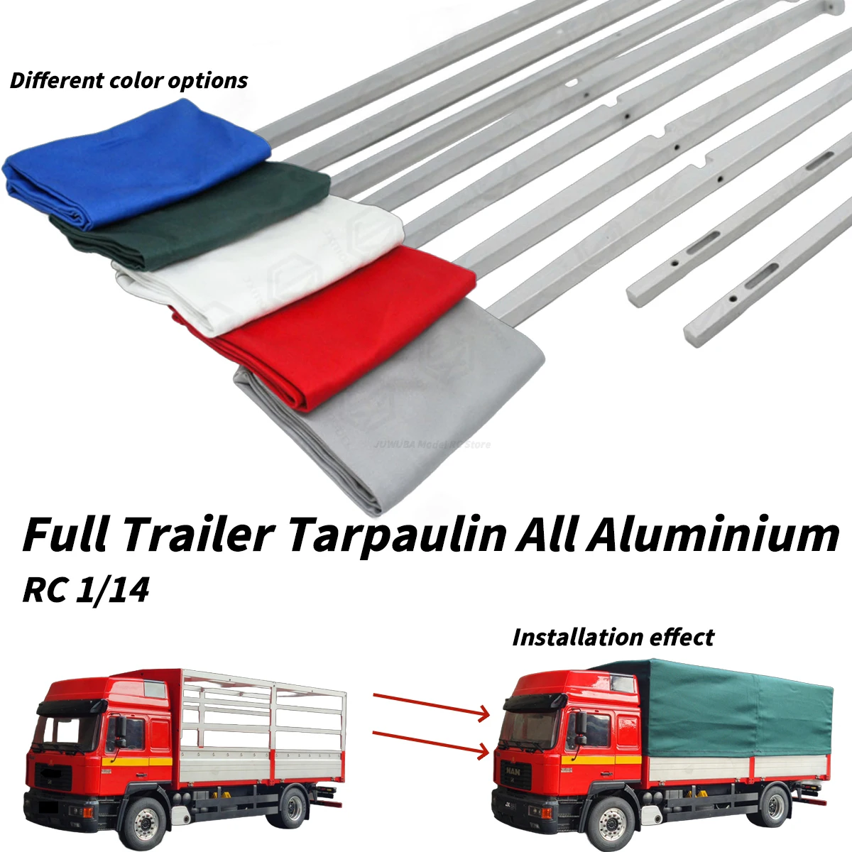 JXModel Fence Cart Full Trailer Tarpaulin All Aluminium Upgrade Kit For Tamiya1/14 RC Truck Tipper MAN F2000 Car Tarpaulin Parts