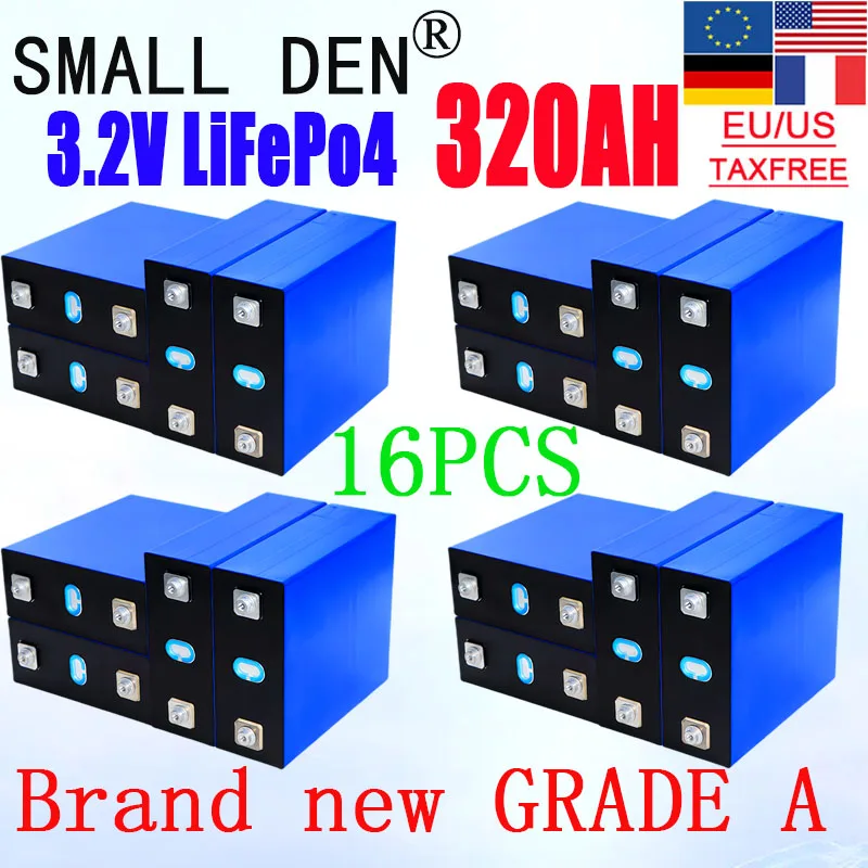 

16pcs New A-grade 3.2V 320AH Lifepo4 battery 3C high-power 8000 cycles DIY 48V RV solar off grid lithium iron phosphate battery