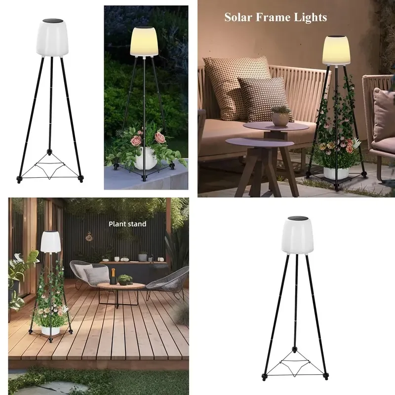 Outdoor solar floor lamp with plant stand patio decoration IP54 waterproof RGB solar lamp with plant growth, suitable for