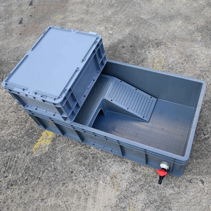 Side Row Turtle Box with Sand Table Drying Table Plastic Turtle Terrarium Thicken Turtles Fish Tank Home Turtles Ecological Box