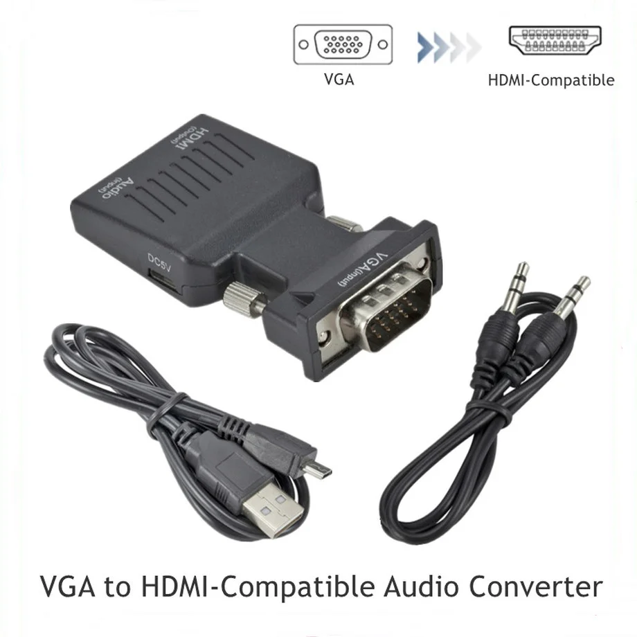 

1080P VGA to HDMI-Compatble Converter HDMI-Compatible to VGA Adapter With Audio Power For HDTV Monitor Projector PC PS3