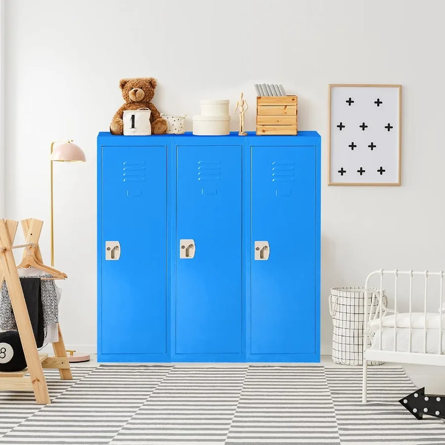 خزانة تخزين معدنية لغرفة النوم مع باب قابل للفتح ومفتاحين مثالية لتنظيم الملابس والألعاب والمعدات الرياضية في السيارة النهارية