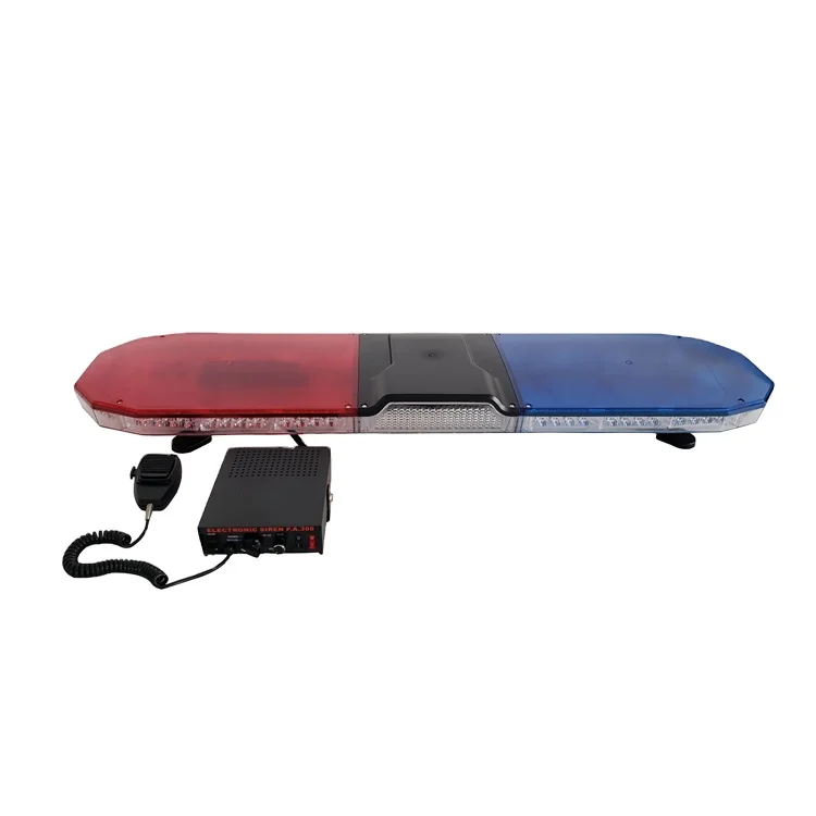 100W Red Blue Ambulance Warning Strobe LED Light Bar with Siren and Loudspeaker