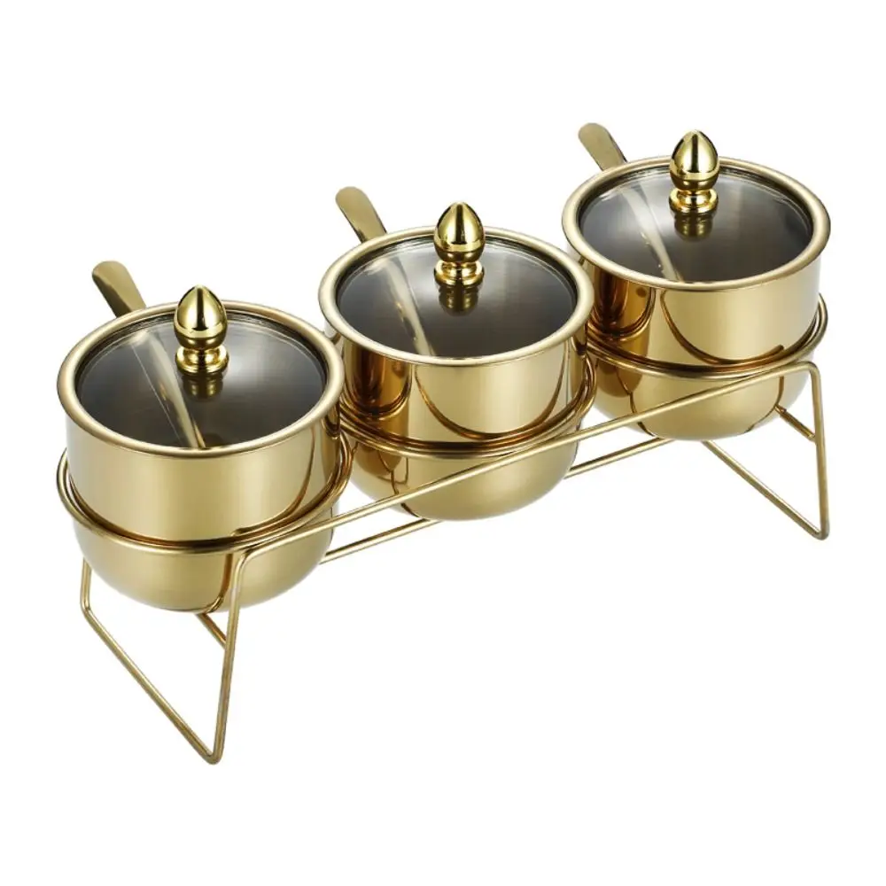 

Герметичный набор резервуаров для приправ из нержавеющей стали, легкий роскошный влагостойкий органайзер для специй с крышками, лоток для ложек, пыленепроницаемый