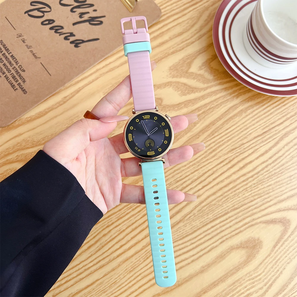 18mm wave pattern color blocking silicone strap suitable for Samsung Galaxy Watch Active/2 and For Samsung Galaxy Watch 4