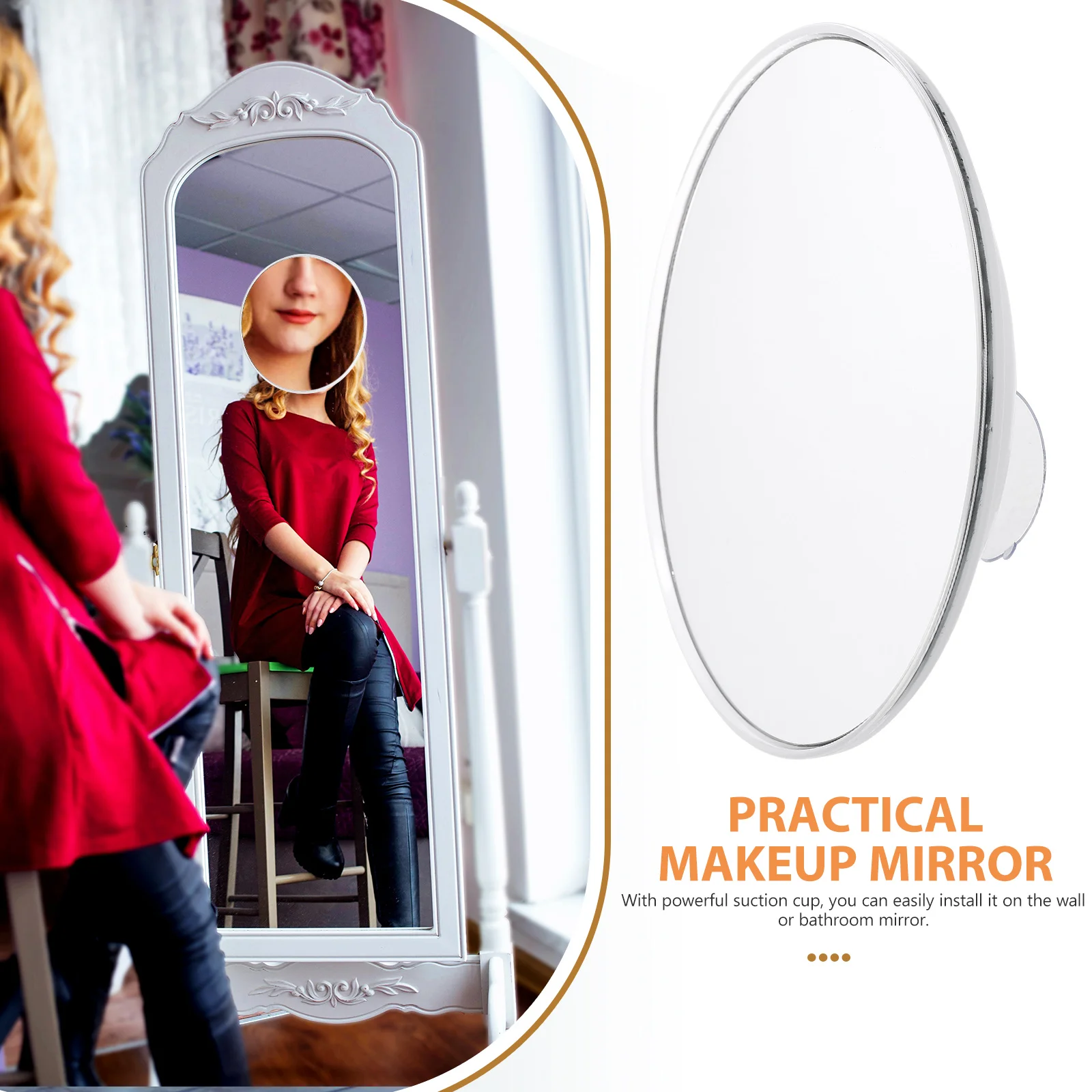 Ventosa Vanity Mirror para Mulheres, Maquiagem com Mesa Decora, Portátil, Plástico, Viagem, Ampliação, Uso do Banheiro, Pendurado na Parede