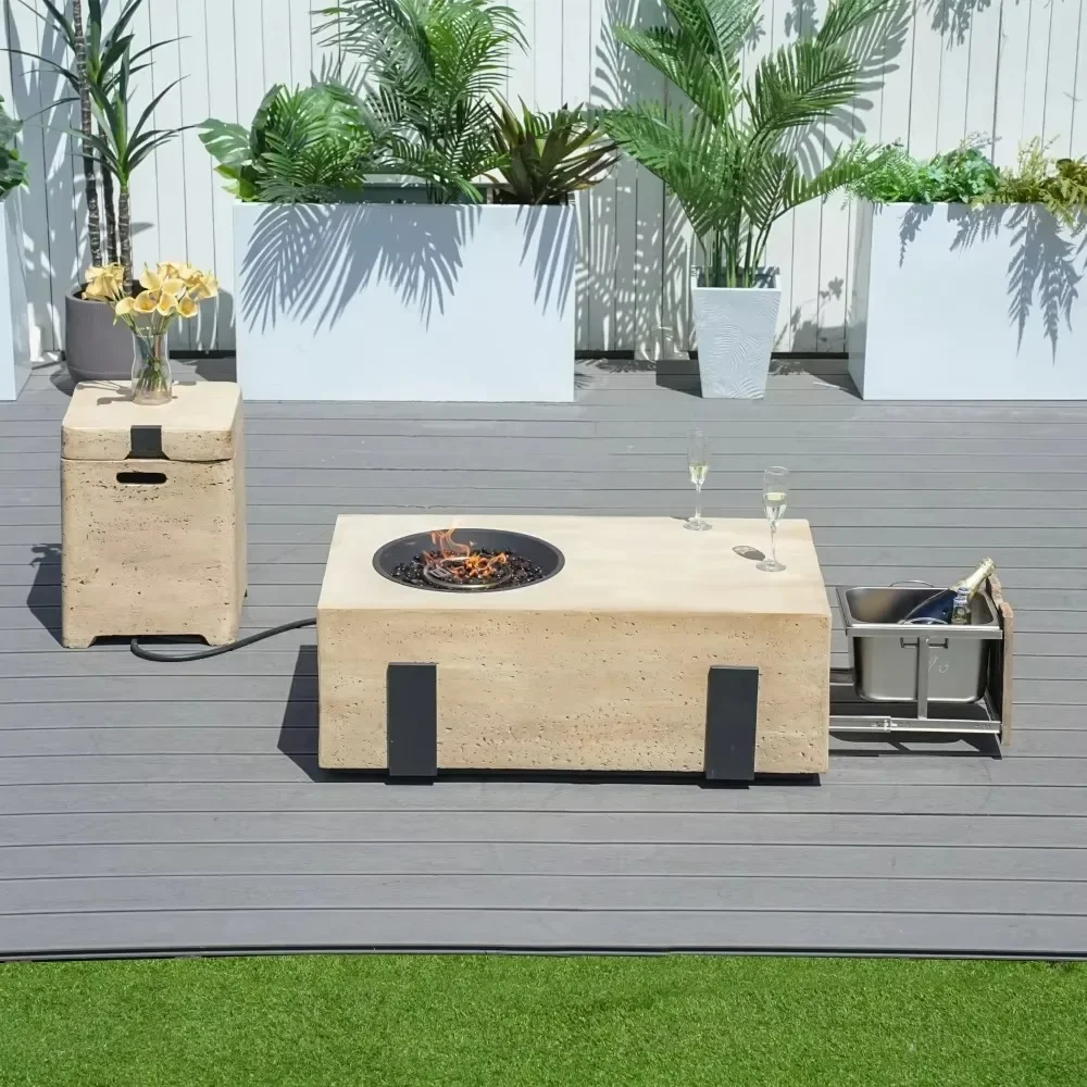 Large Gas Gardens Hidden Stainless Ice Bucket Comfortable Adaptable for Multi-Series Double-Use Outdoor Living Room Dining