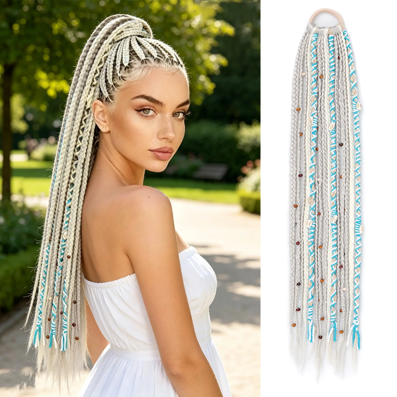 Boho Braided Ponytail Extension with Hair Tie, 24