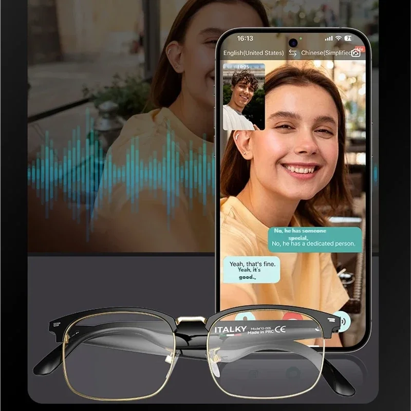 

Smart Bluetooth Translation Glasses – Multi-Language Translator Wireless Glasses for Sports Activities Smart Eyewear