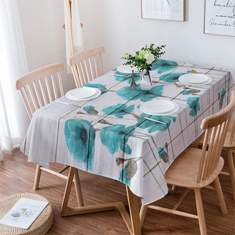 

Poppy Flower Wood Board Tablecloth Waterproof Dining Table Party Rectangular Round Tablecloth Home Textile Kitchen Decoration