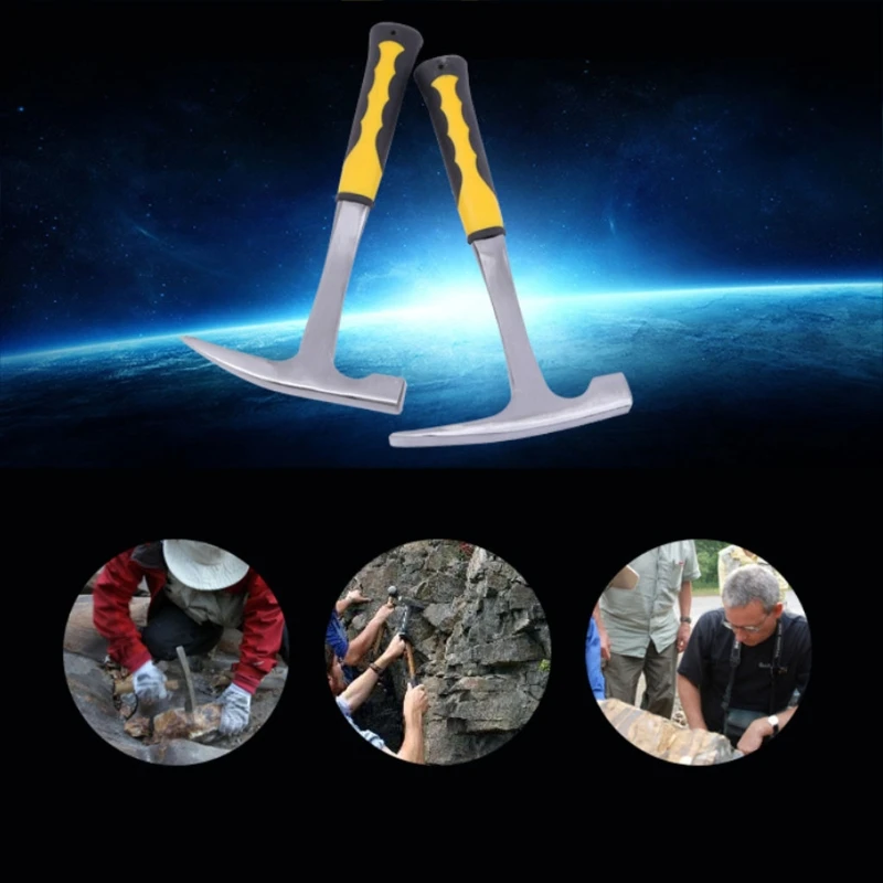 Rock Pick Hammer with Non-Skid Handle  Steel Geologist Hammer Drop Forged Masonry Hammer w/ Pointed Tip & Shock Reduce