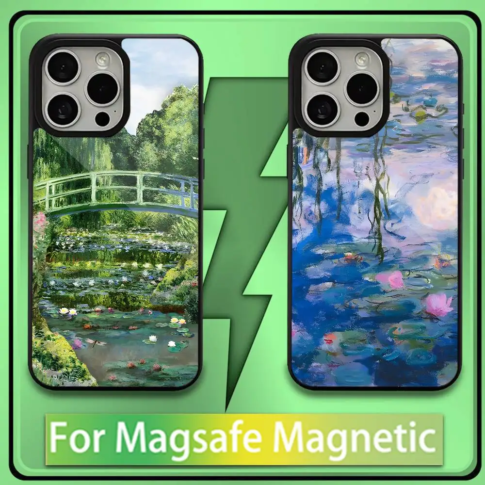 

Claude Monet Art Water Lilies Phone Case For iPhone 16,15,14,13,12,11,Plus,Pro,Max,Mini Soft Magesafe Magnetic Wireless Charge