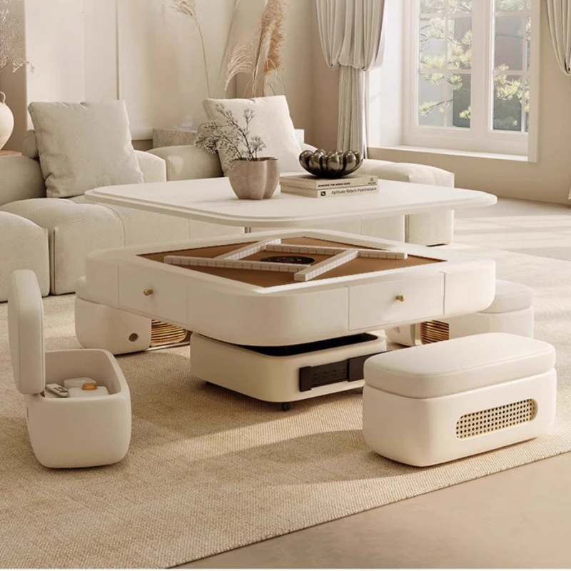 Mahjong table, lift, coffee table, dining table, all-in-one automatic, multi-function, fire