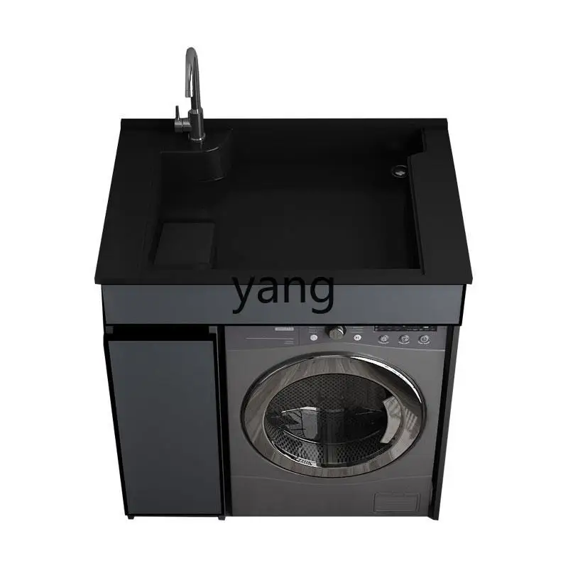 

Yjq Alumimum Washing Machine Cabinet Combination Washing Machine Balcony All-in-One Cabinet Face Washing with Rub Basin