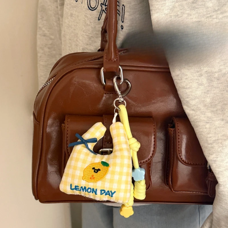 Cute Plush Fruit Key Ring Charm Kawaii Earphone Case Pendant  Decor Adorable Keychain Accessory for Girls Soft Hanging Ornament