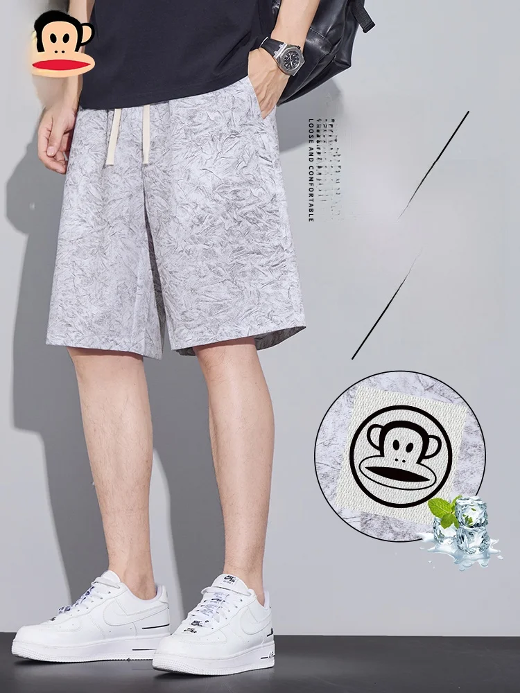 

PaulFrank Summer Ice Silk Тонкие повседневные мужские брюки из пяти частей Faion Qui Dry Спортивные прямые ноги Дышащие свободные молодежные модели