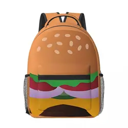 Cheeseburger-mochila de grande capacidade para meninas e meninos, leve e impermeável, para estudante, 17 polegadas