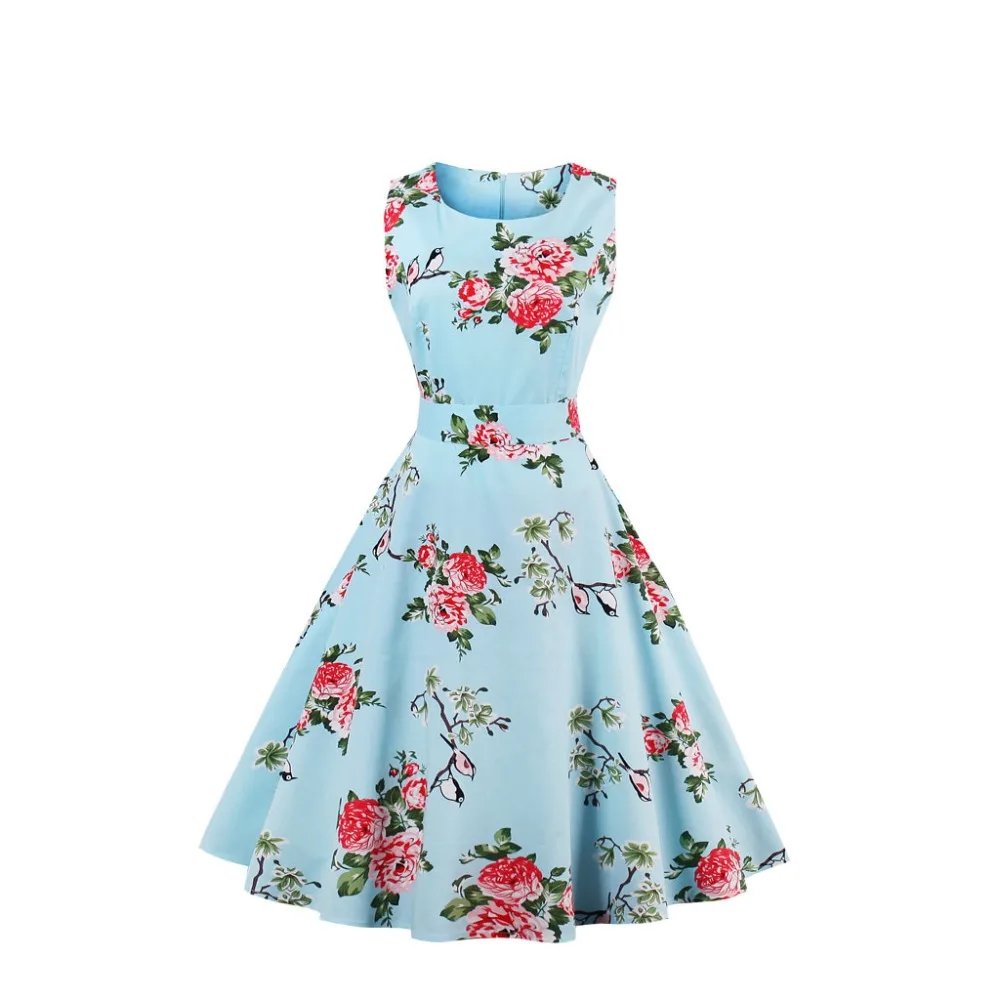 2025 New Women's Sleeveless Print Dress - Retro Audrey Hepburn Style Dress