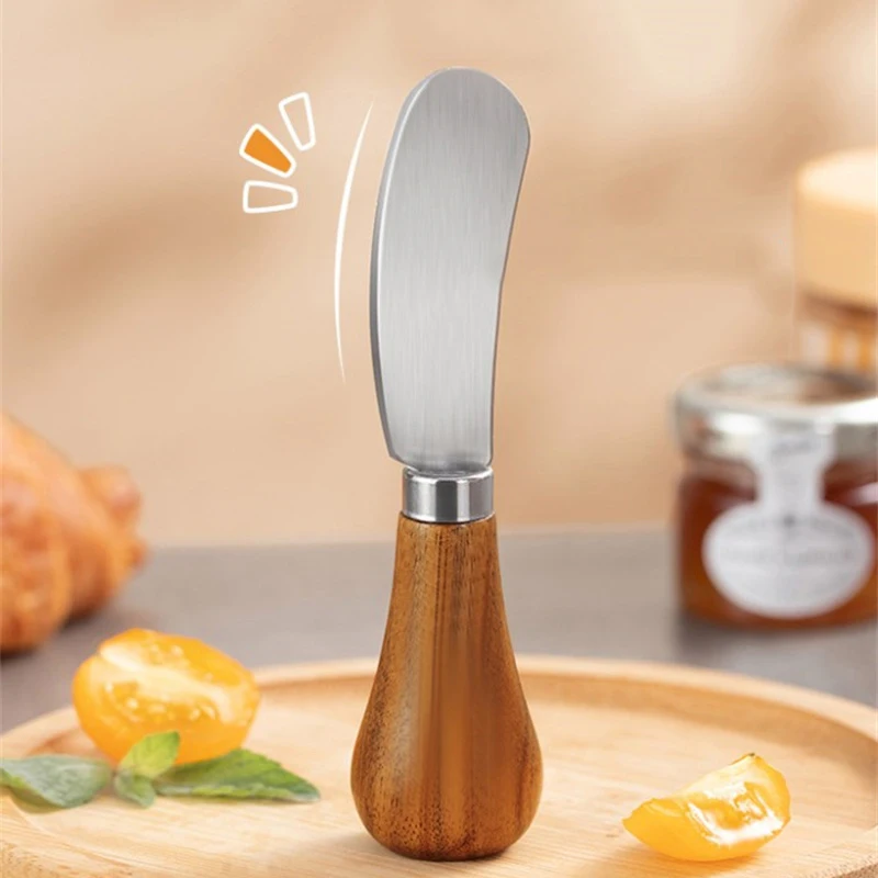 Mini Butter Knife Cheese Spreader Knive Creative Standing Butter Knife Jam Salad Dressing Knife Stainless Steel Wooded Handle