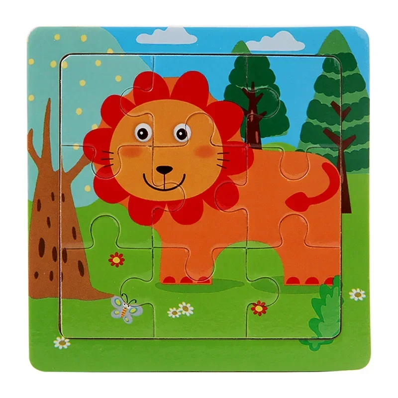 Puzzles animaux de dessin animé en bois pour enfants, jeu Montessori, jouets pour tout-petits, puzzle nitive, avion, bébé