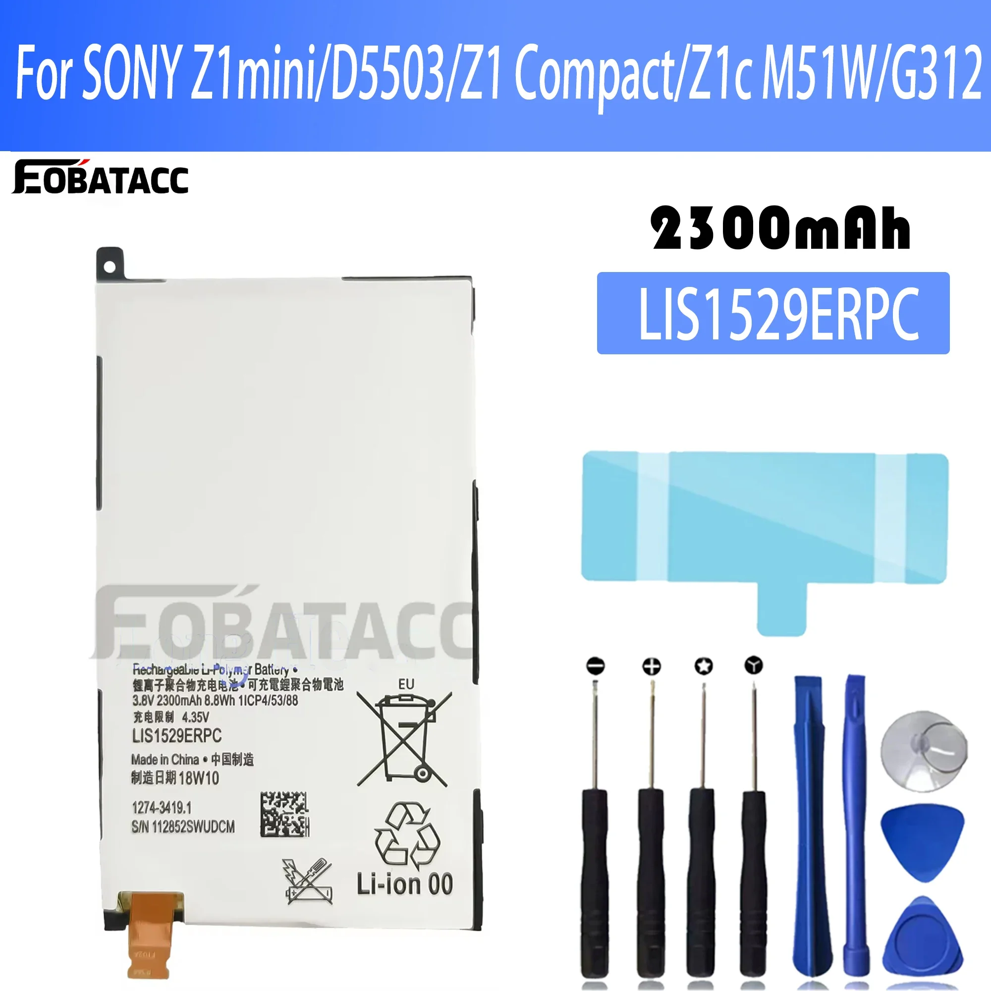 

100% New Original Battery LIS1529ERPC For Sony Z1mini/D5503/Z1 Compact/Z1c M51W/G312 Battery + Free Tools