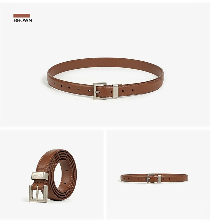 BEAUTODAY Casual Belts Women Cow Split Solid Color Square Buckle Ladies Modern Style Jeans Dress Accessories Waistband 91099