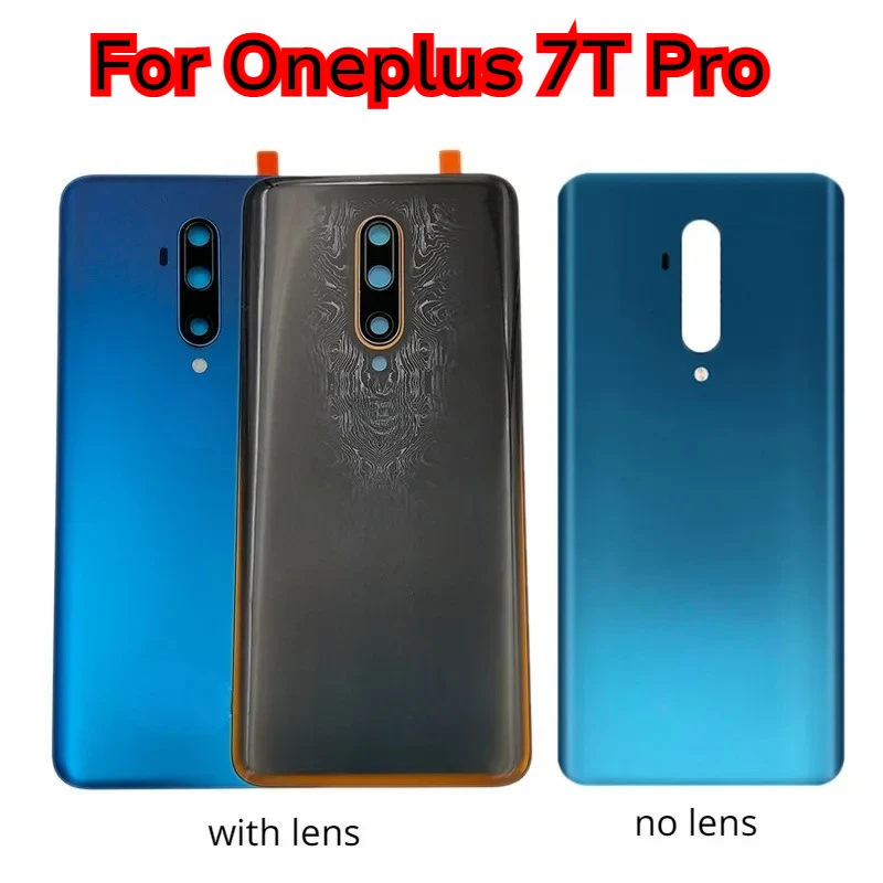 Back Glass For OnePlus 7T Pro 1+ 7t pro Battery Cover Rear Door Housing Case Replacement With Camera Lens