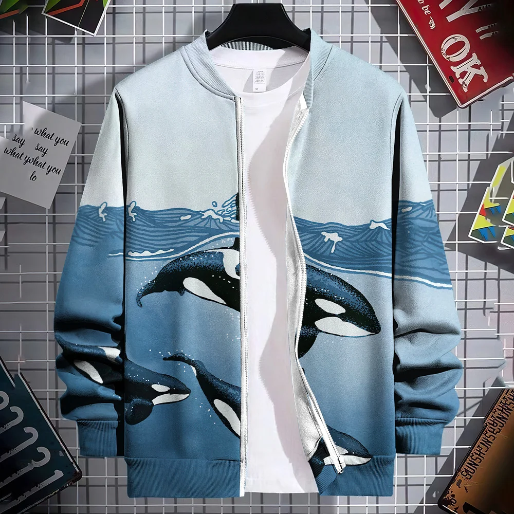 

New In Zip Hoodies For Men Ukiyoe Print Street Casual Japanese Pullover Loose Male Top Tees Daily Sweatshirts Oversized Clothing