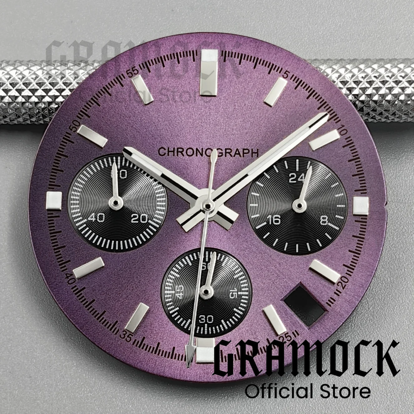 Gramock 29.8mm VK63 Purple Panda Watch Dial 6 Hands Luminous Date