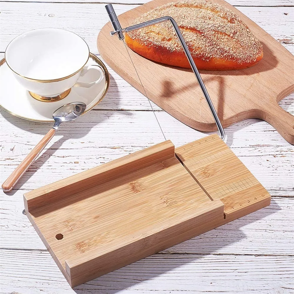 

Cheese Trimming Tool Wood Cheese Slicer Stainless Steel Wire Handmade Ham Slicer with Scale Cheese Cutter Bread