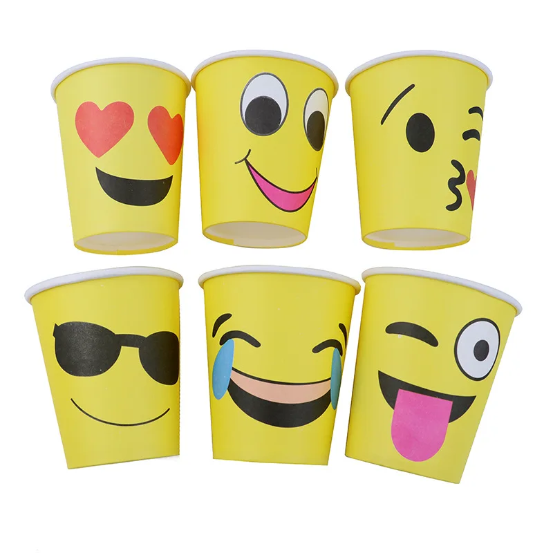 Disposable Birthday Party Paper Cup Set Cartoon Funny Expression Paper Pallet Party Arrangement Tableware