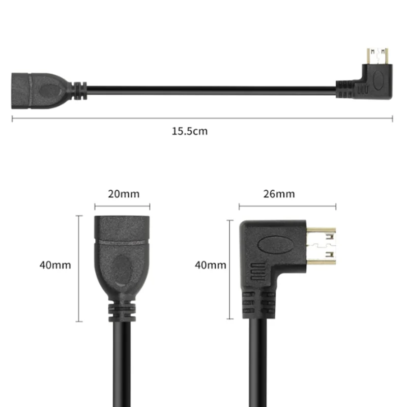 15cm HDMI-Compatible Male to Female Adapter Mini Micro D Type 90 Degree Right Angle Male to HDTV AF Extension Cable for HD Video