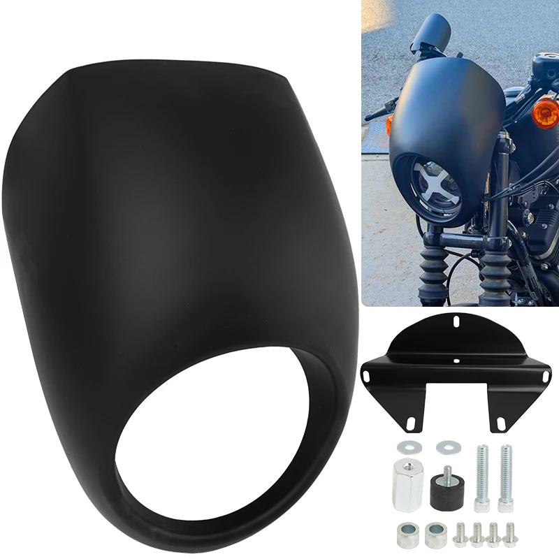 Motorcycle Matte Black Front Headlight Fairing Cover ABS Plastic For Harley Dyna Street Bob Sportster XL 883 1200 1986-Up