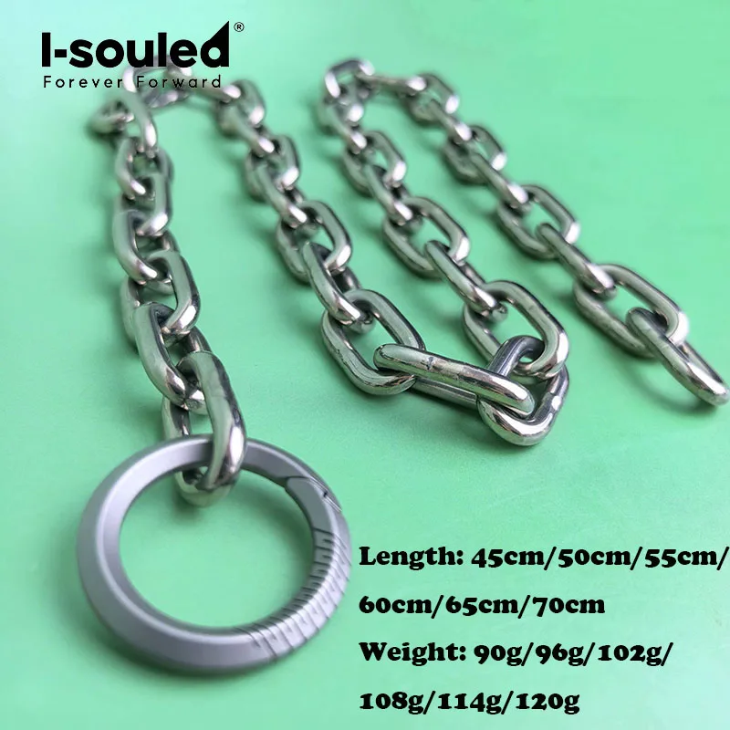 14mm TA1 pure titanium industrial chain necklace, fashionable and simple, with internal push button