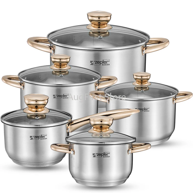 

5 Cooking Pots and Pans Induction Casseroles Frypan Saucepan Inox Set Cookware Utensil set