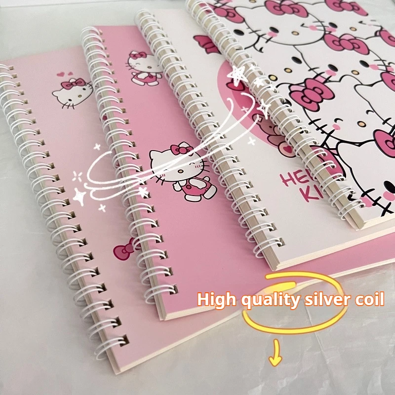 4pcs Sanrio Spiral Book Coil Notebook Hello Kitty Kawaii Horizontal Notepad Student Learning Planners Stationery School Supplies