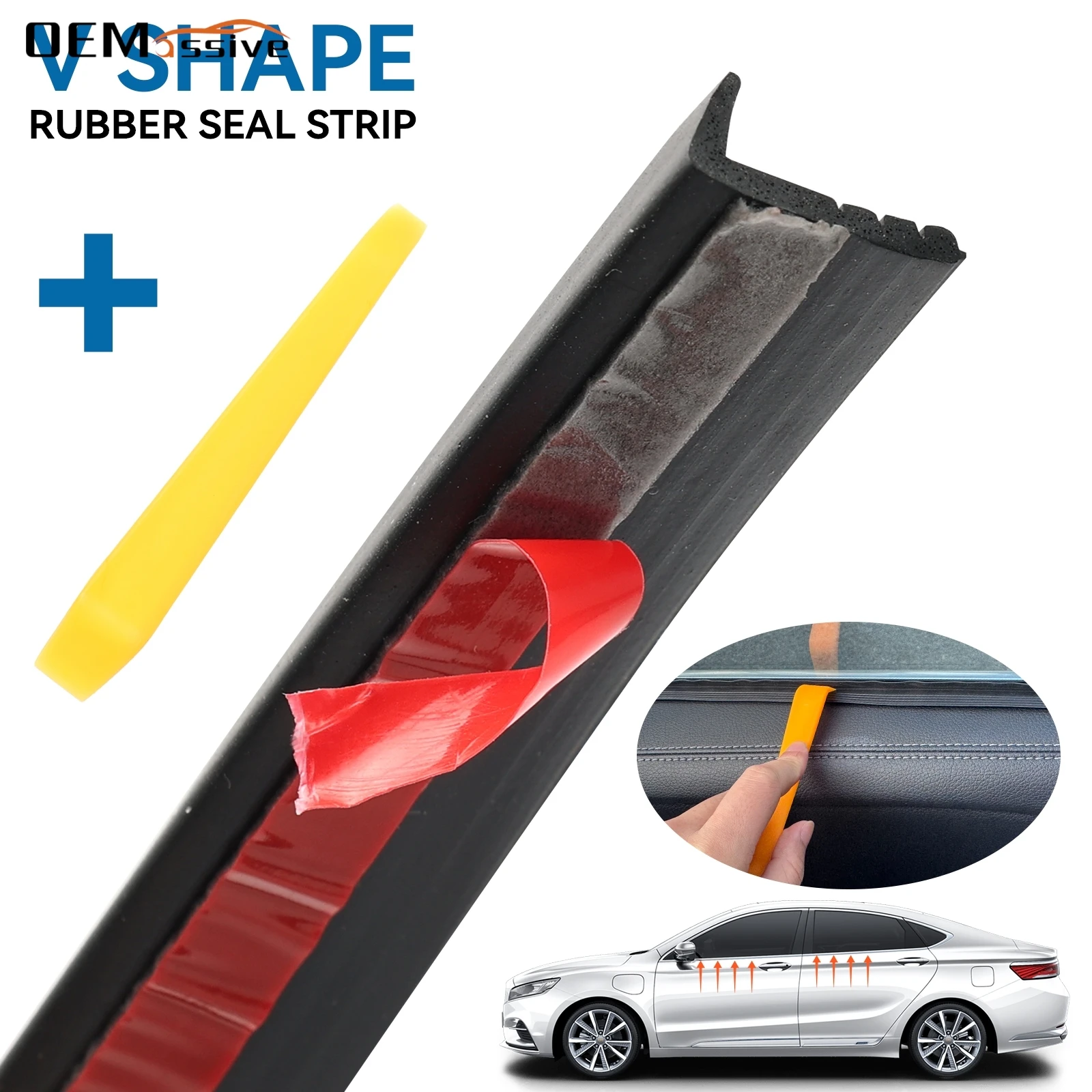 V Type Car Door Glass Rubber Sealing Side Window Seal Strip Sealant Weatherstrip Auto Seals Soundproof For VW Audi Kia Ford BMW