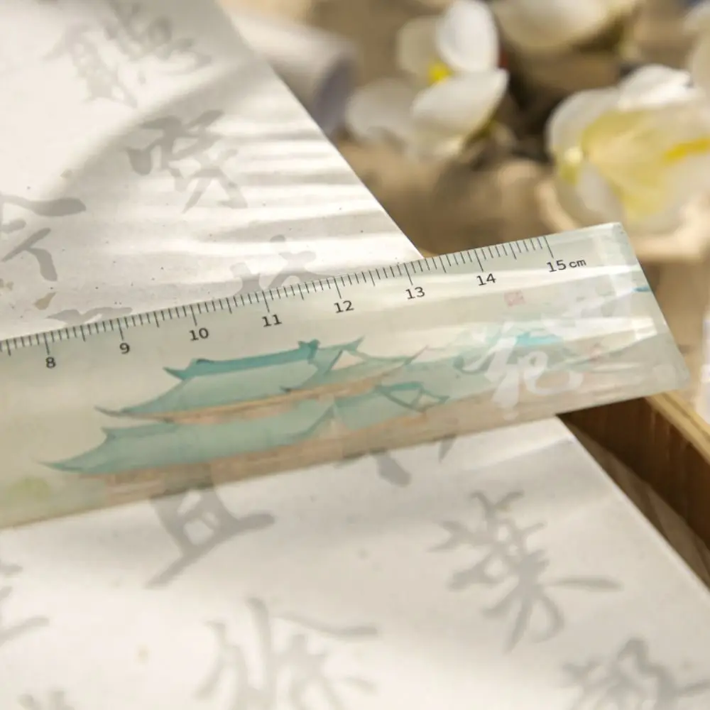 National Style Acrylic Ruler Oriental Scenery Series Students High Appearance Level Ancient Stationery Creative Straight Ruler