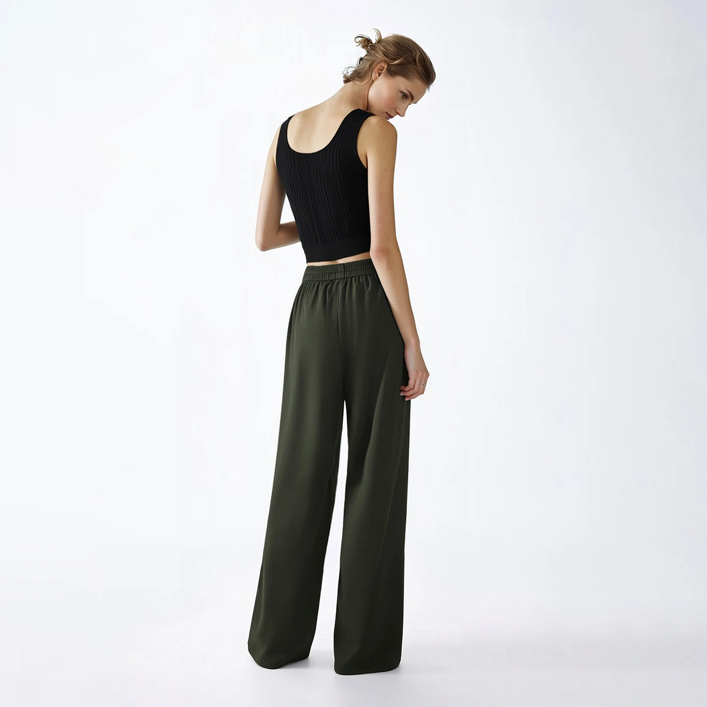 Amii Women's Pants 2026 Summer Adjustable Elastic Waist Wide Leg Trousers Versatile Casual Flowy Loose Pants For Women 12612040